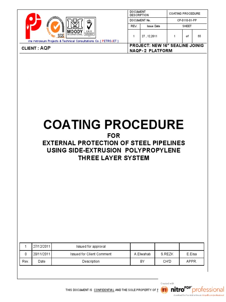 Polypropylene Coating Procedure for Pipelines | PDF | Pipe (Fluid ...