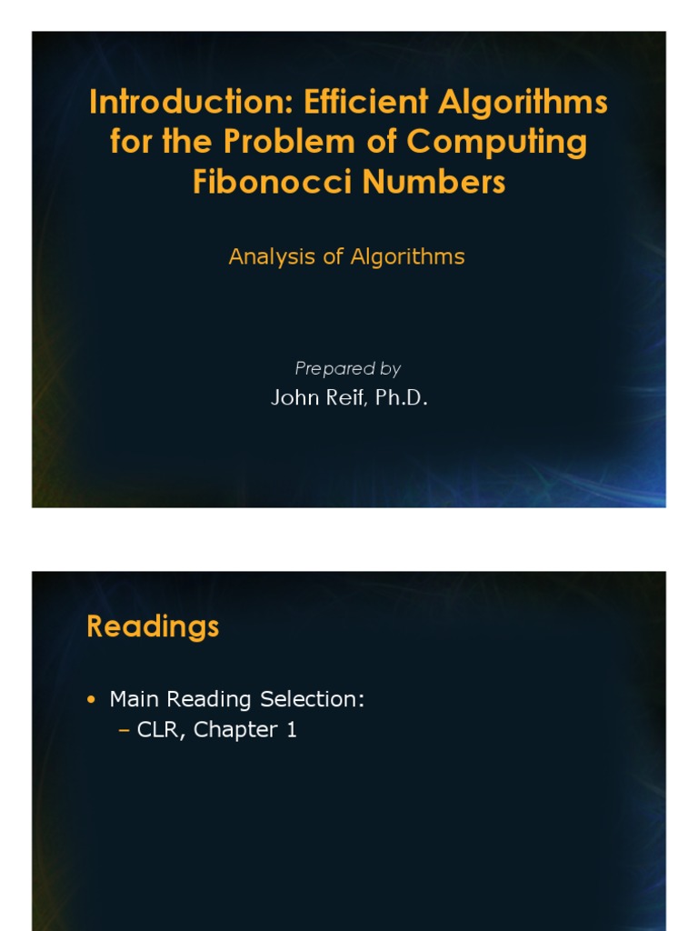 Introduction: Efficient Algorithms For The Problem of Computing ...