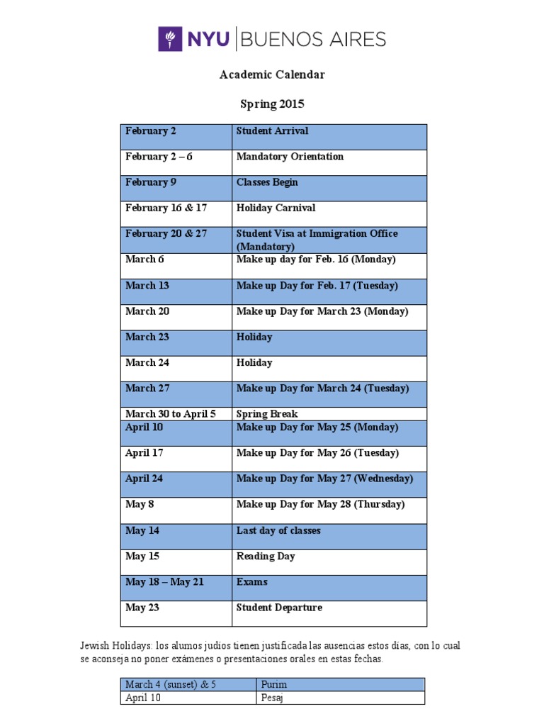 Academic Calendar Spring 15 PDF