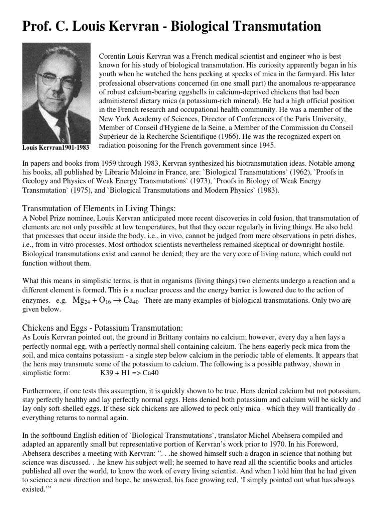 Kervran's Insights on Biological Transmutation | PDF | Veganism
