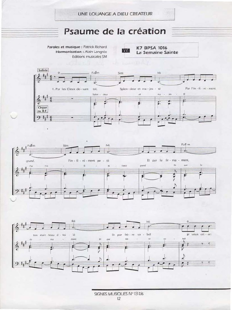 Psaume de La Création Patrick Richard