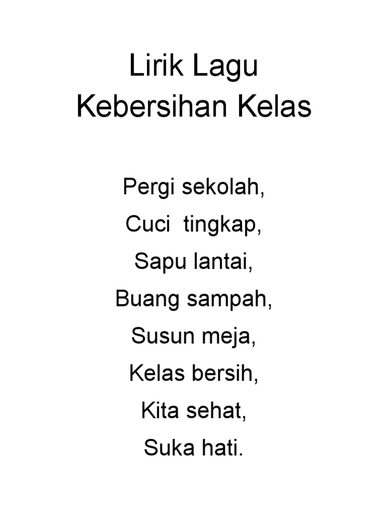Lirik Lagu Kebersihan Kelas Pdf