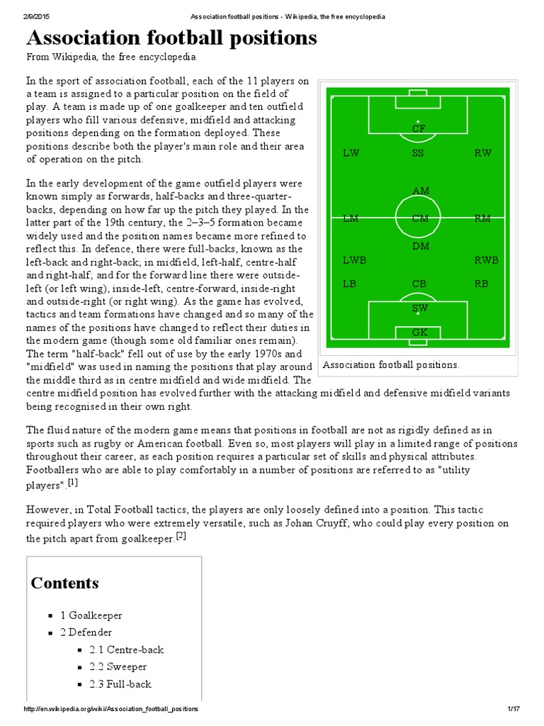 Soccer Positions | PDF | Forward (Association Football) | Defender