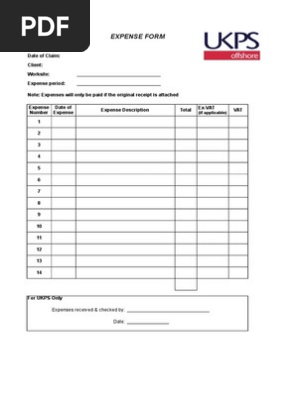 Expense Form UKPS