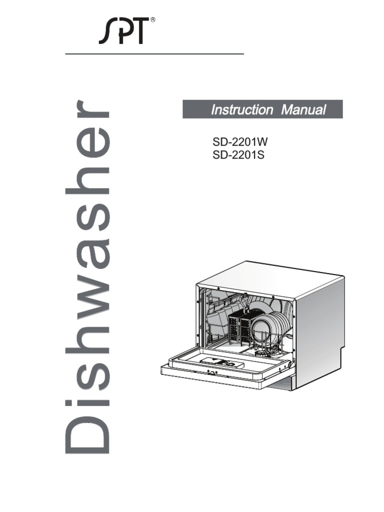 SPT Countertop Dishwasher SD2201W/S Instruction Manual PDF