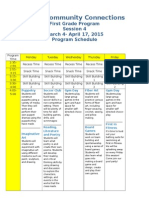 UES 1st Grade Program Schedule Session 4 2015 