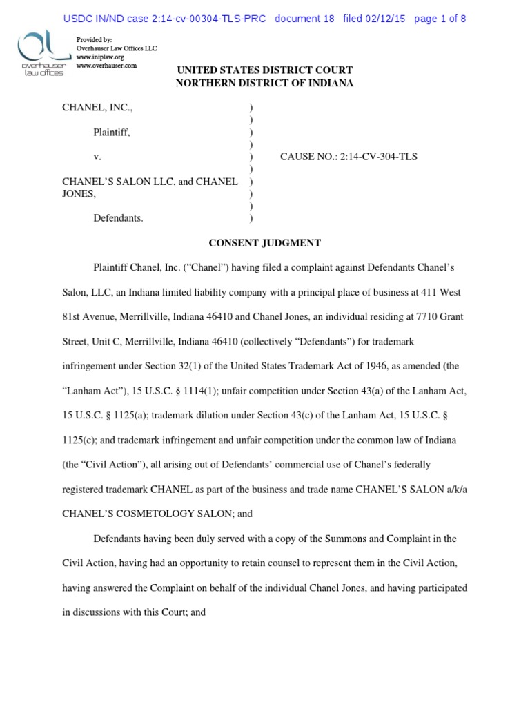 Consent Judgement Lanham Act Lawsuit