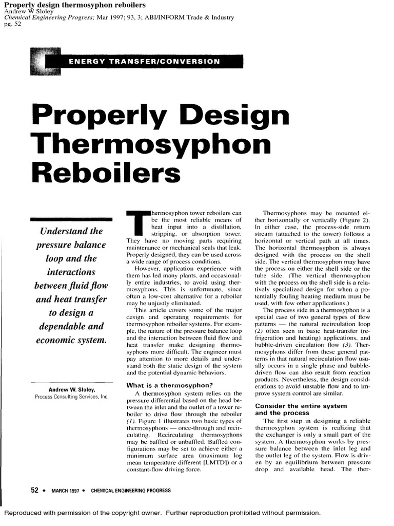 Sloley Properly Design Thermosyphon Reboilers PDF Copyright