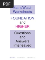 MathsWatch Worksheets Interleaved Q+A