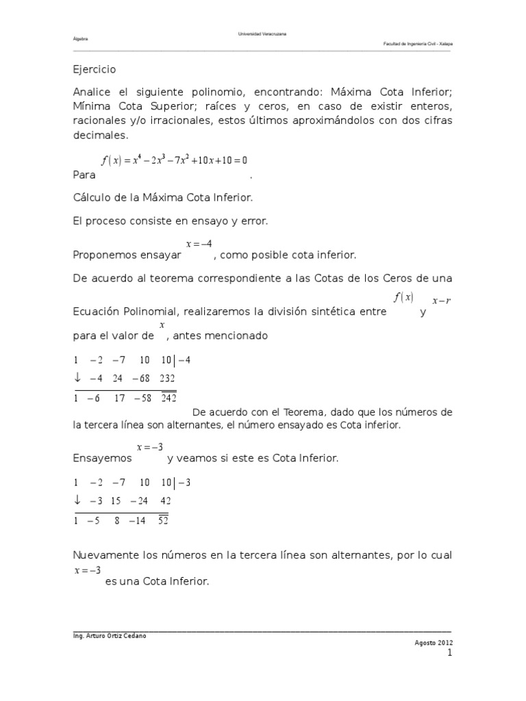 Análisis de Ecuación Polinomial | PDF | Ecuaciones | Números