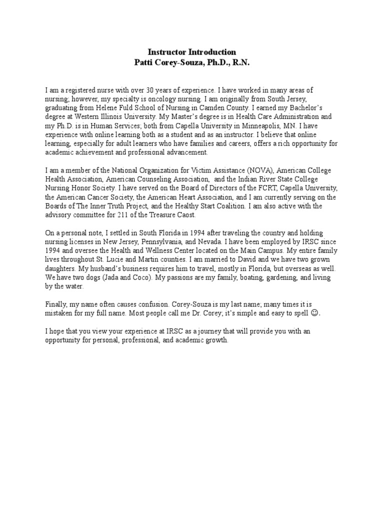 Meet Dr Patti Corey Souza Rn Pdf