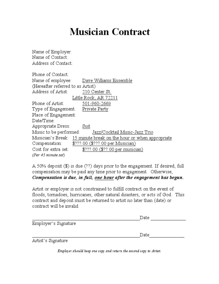 Musician Contract | PDF