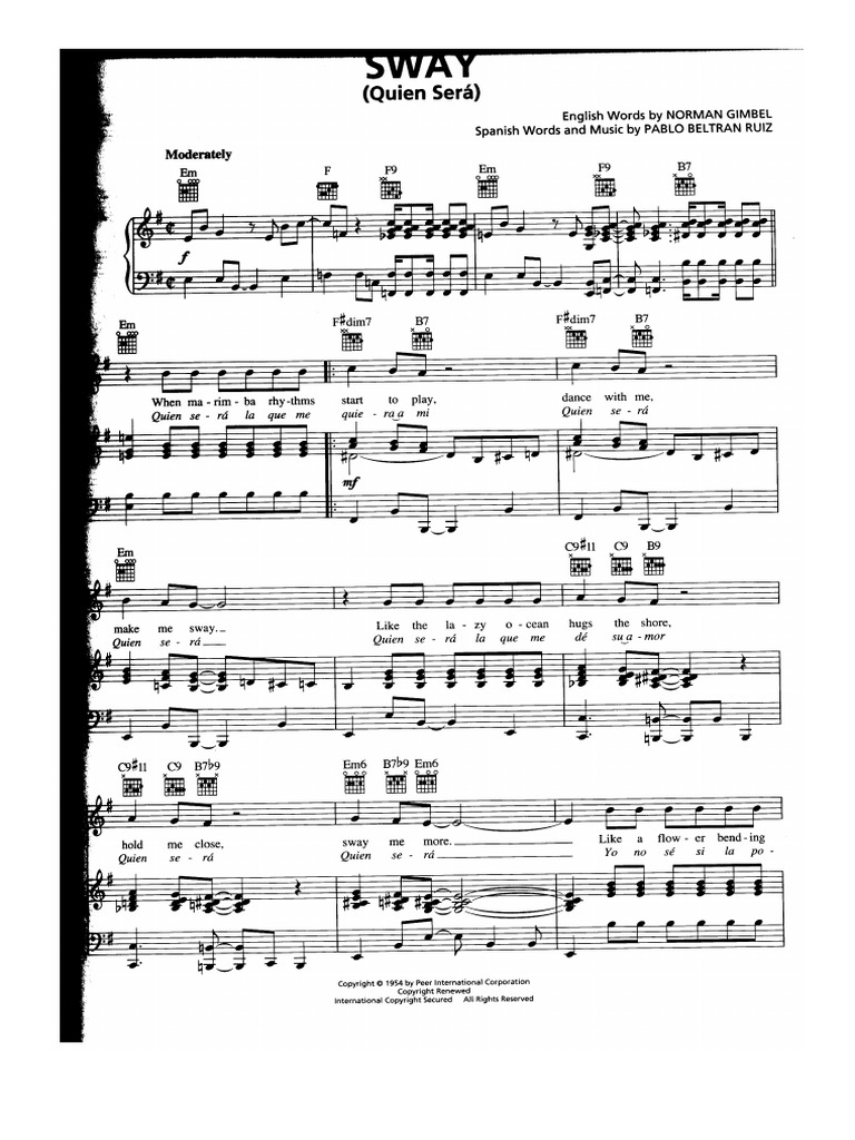 Michael Buble Sway Piano Sheet Music PDF