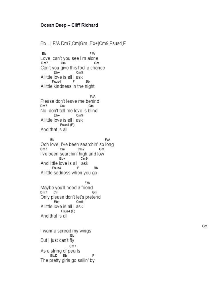 Ocean Deep Cliff Richard Pdf