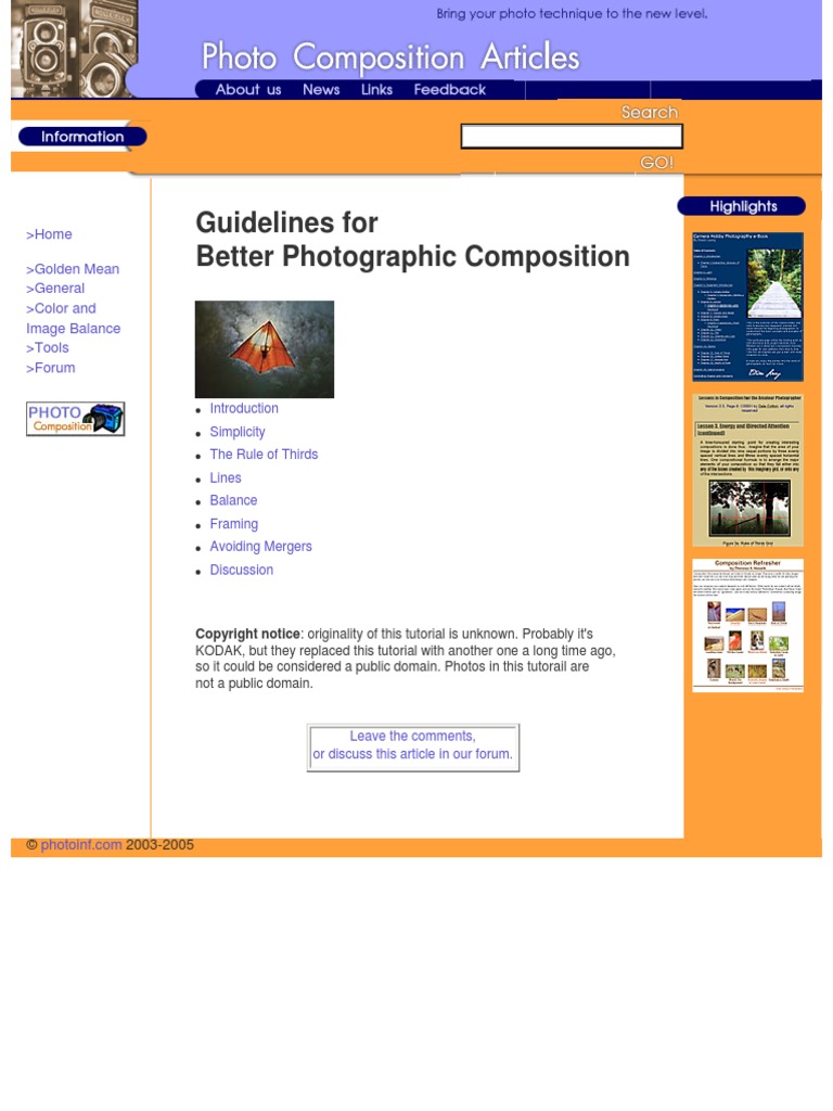 Guidelines For Better Photographic Composition | PDF