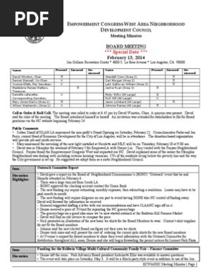 ECWANDC Board Meeting Minutes - February 13, 2014 (draft)