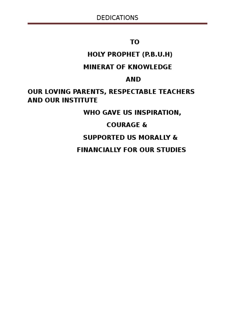 Dedication to Prophet and Mentors | PDF