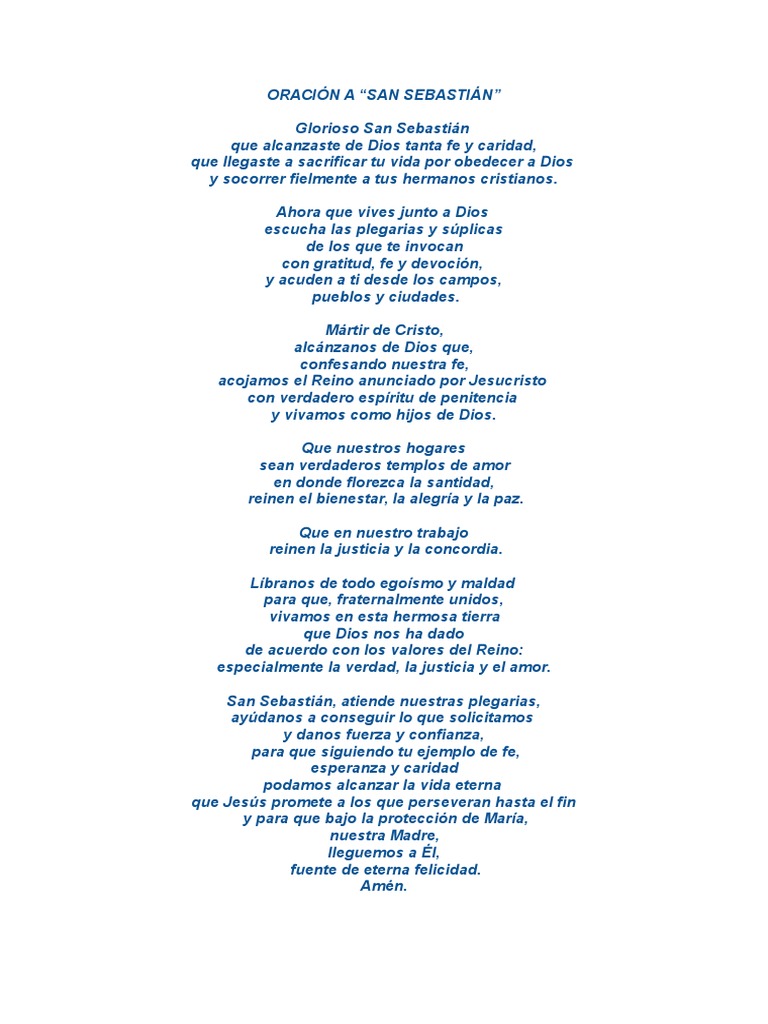 Oración A San Sebastian PDF