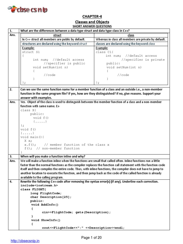 C++ Class Concepts and Examples | PDF