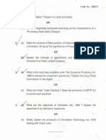 Business Law First Semester OU Question Paper LAW 2008 2