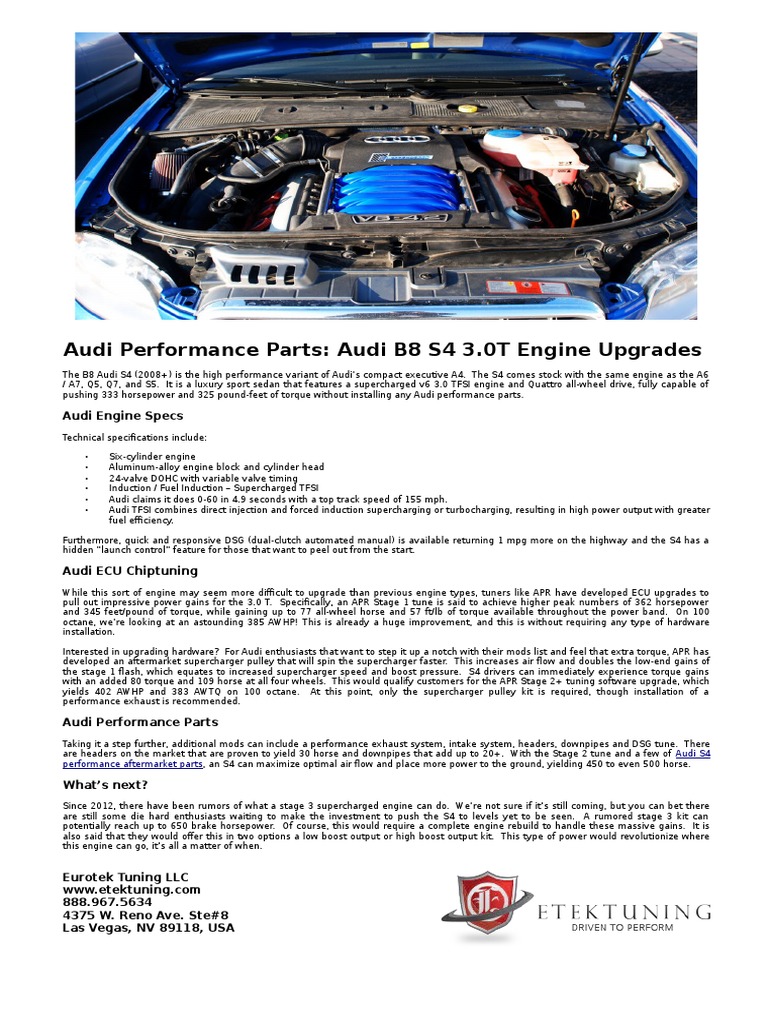 Audi Performance Parts: Audi B8 S4 3.0T Engine Upgrades.pdf | Audi