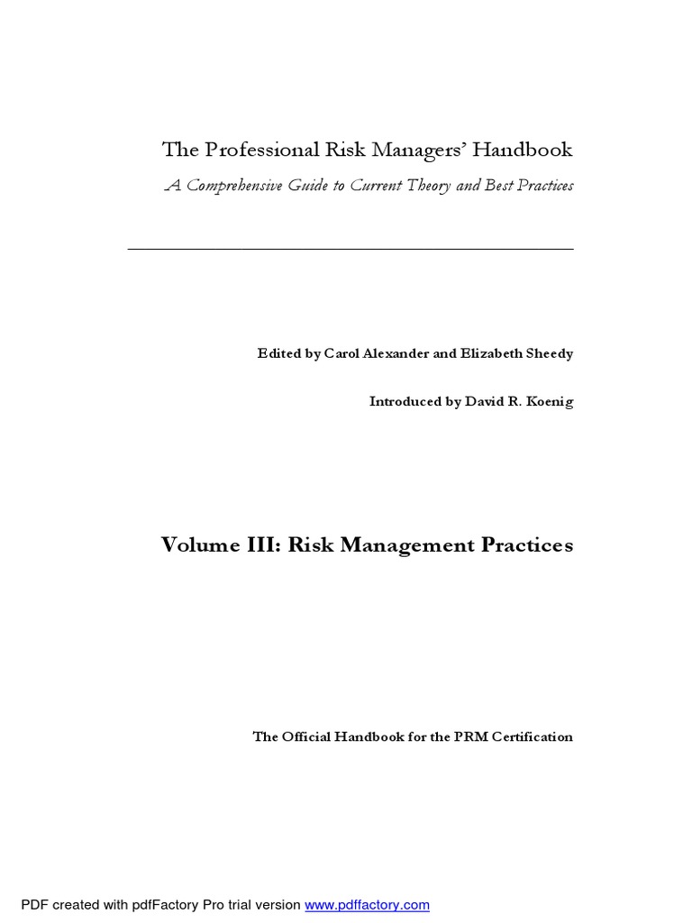 PRM Handbook III | PDF | Operational Risk | Risk Management