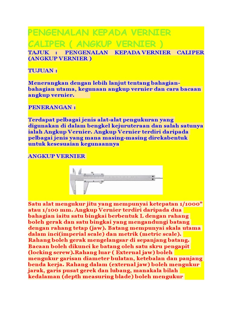 Pengenalan Kepada Vernier Caliper Pdf