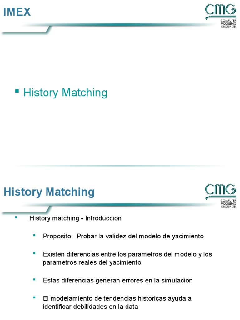 Historia y Proceso de History Matching | PDF | Permeabilidad (Ciencias ...