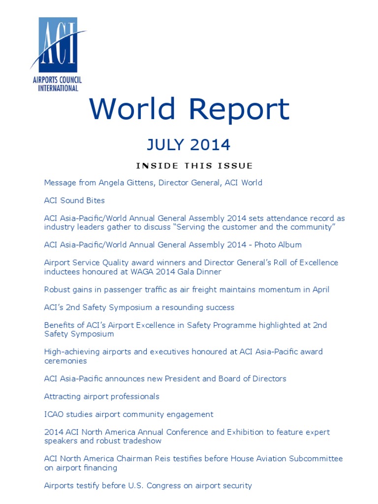 ACI World Report: July 2014 Highlights | PDF | Strategic Management ...