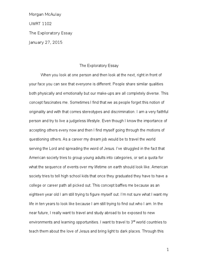 some examples of exploratory essay