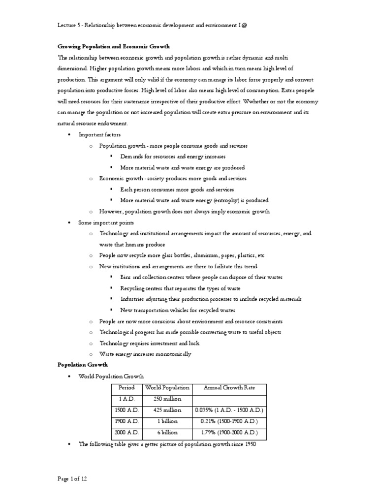 Economics and Environment Interactions | PDF | Economic Growth ...