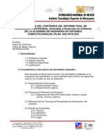 Estructura Del Contenido Del Reporte Final de Residencia Profesional Plan 2010 Software