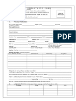 Employment Form: Post Applied For 1. Personal Particulars