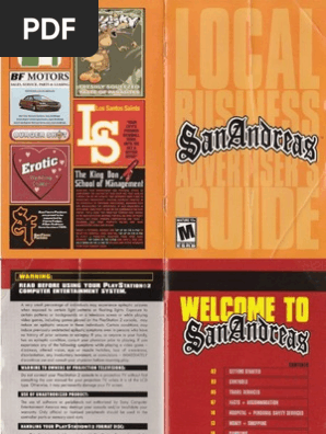 Manual do GTA San Andreas do PS2 com Pôster e Mapa | Brasil