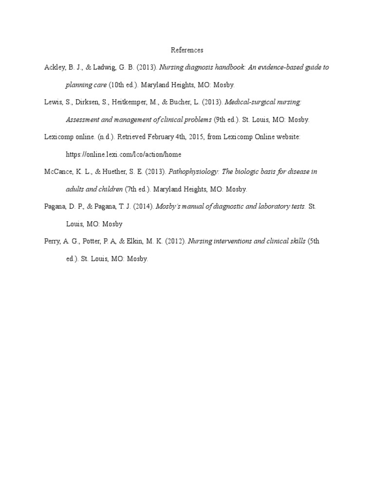 Essential Nursing References List | PDF