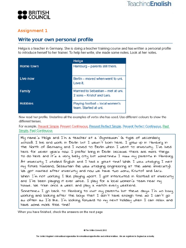 Personal Profile Writing Guide | PDF