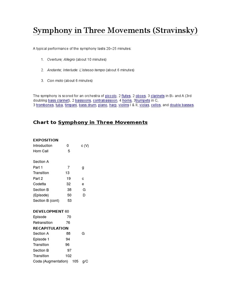 Stravinsky's Symphony in Three Movements | PDF