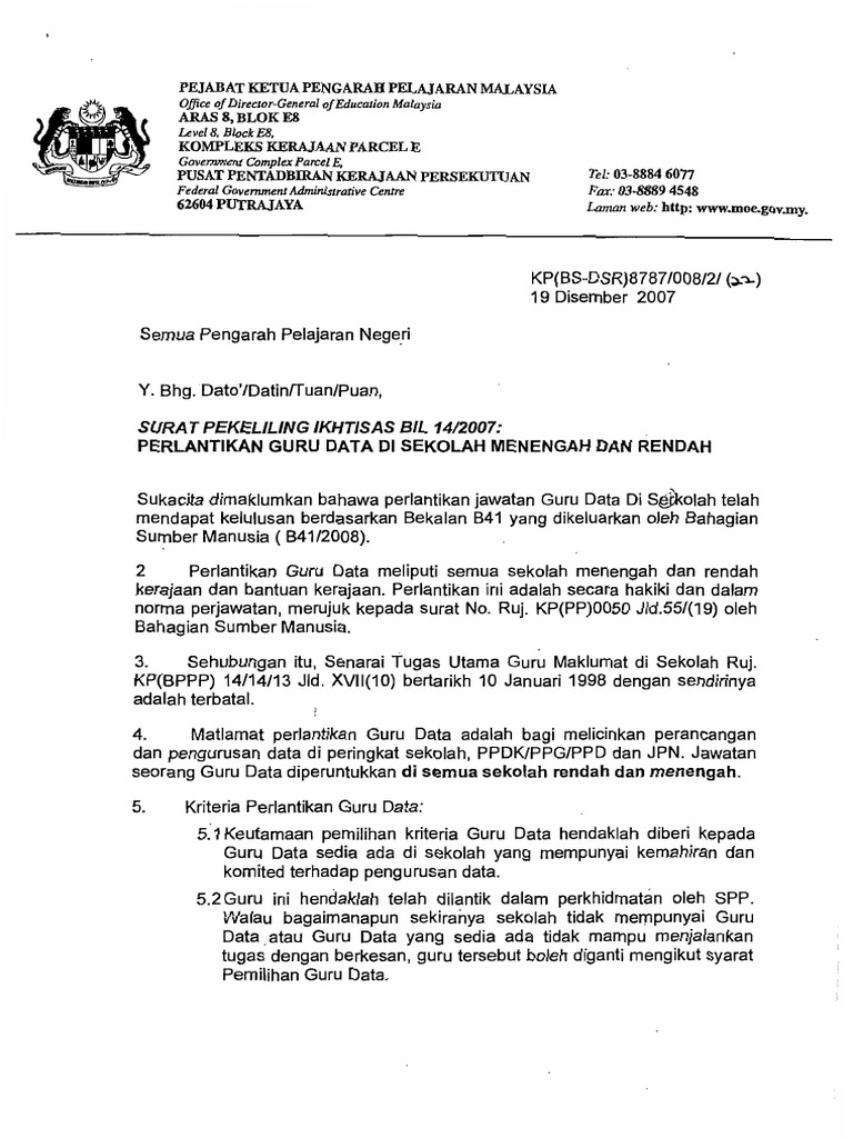 Pekeliling Guru Data Pdf
