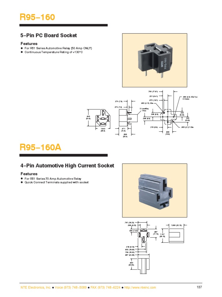 5 Pin PC Board Socket: Features | PDF