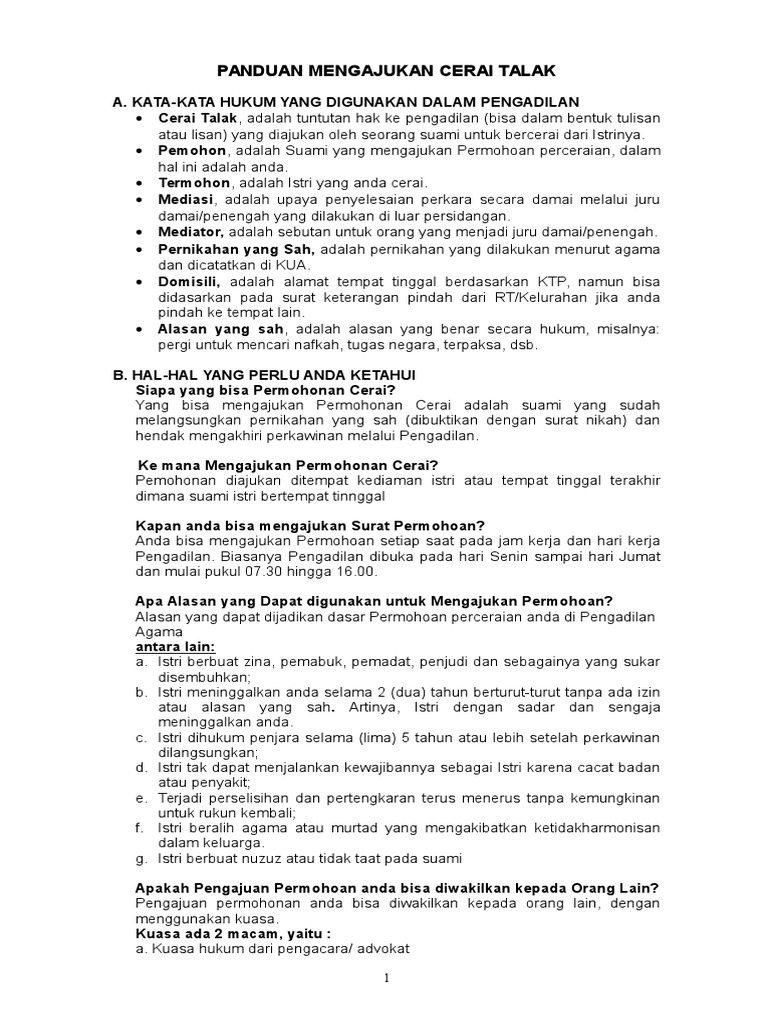 Panduan Mengajukan Cerai Talak