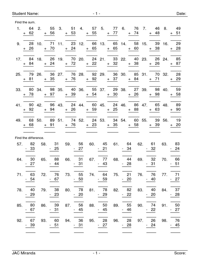Math Practice: Sums and Differences | PDF | Teaching Methods & Materials