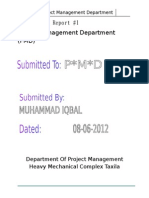 Orientation Report #1 Project Management Department (PMD)