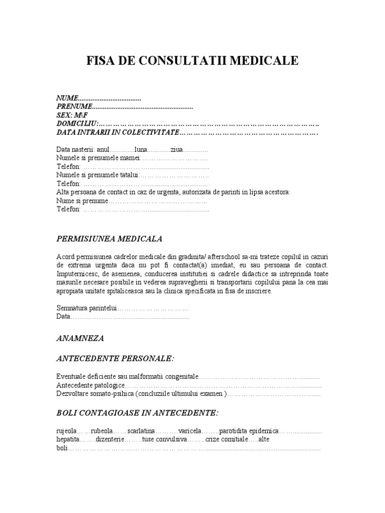 Fisa Medicala | PDF