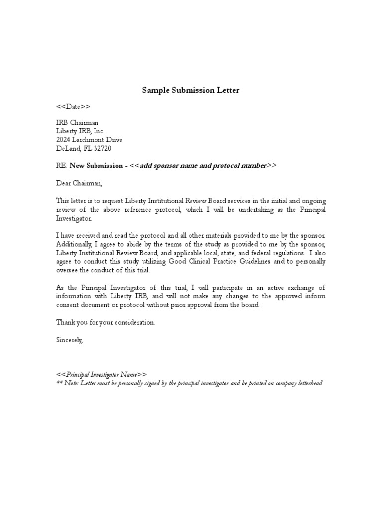 Sample Submission Letter Format | PDF