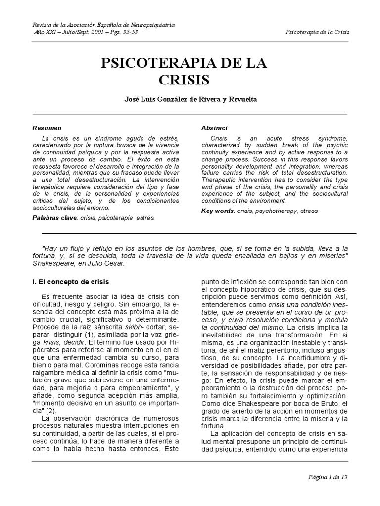 Psicoterapia de La Crisis | PDF | Relaciones personales, crianza y ...