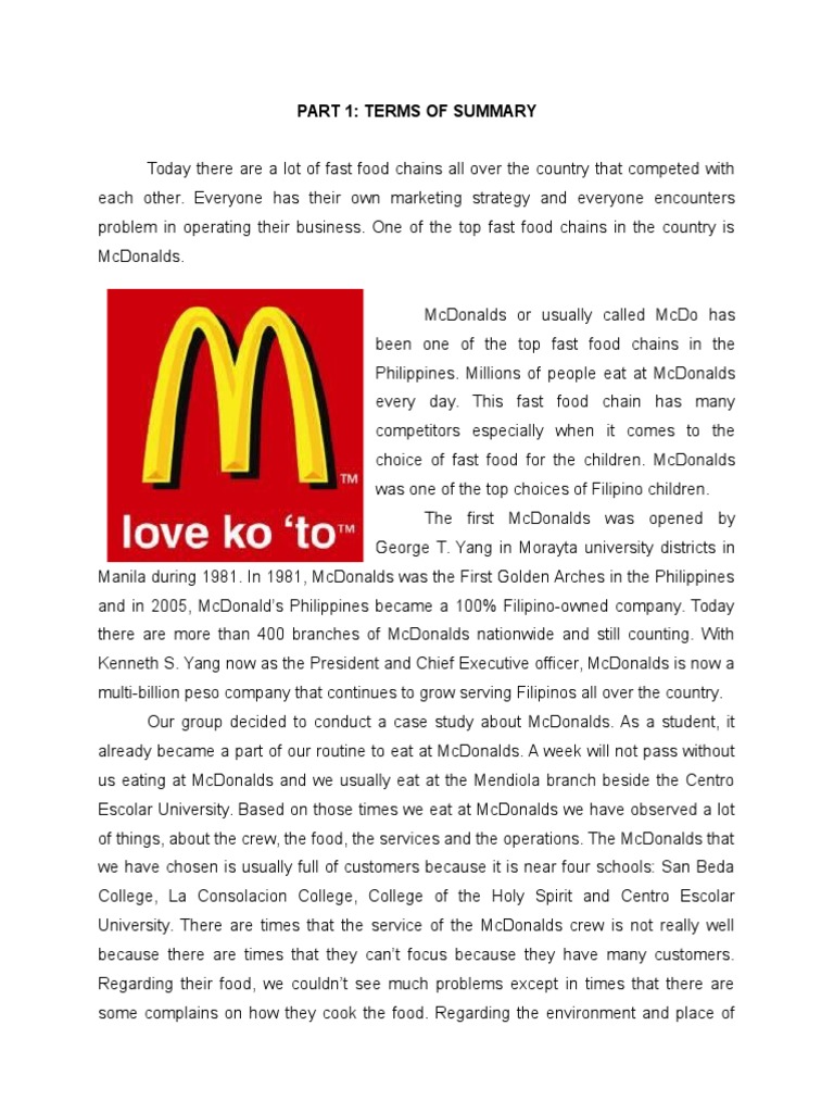 Mcdonald's case study pdf image