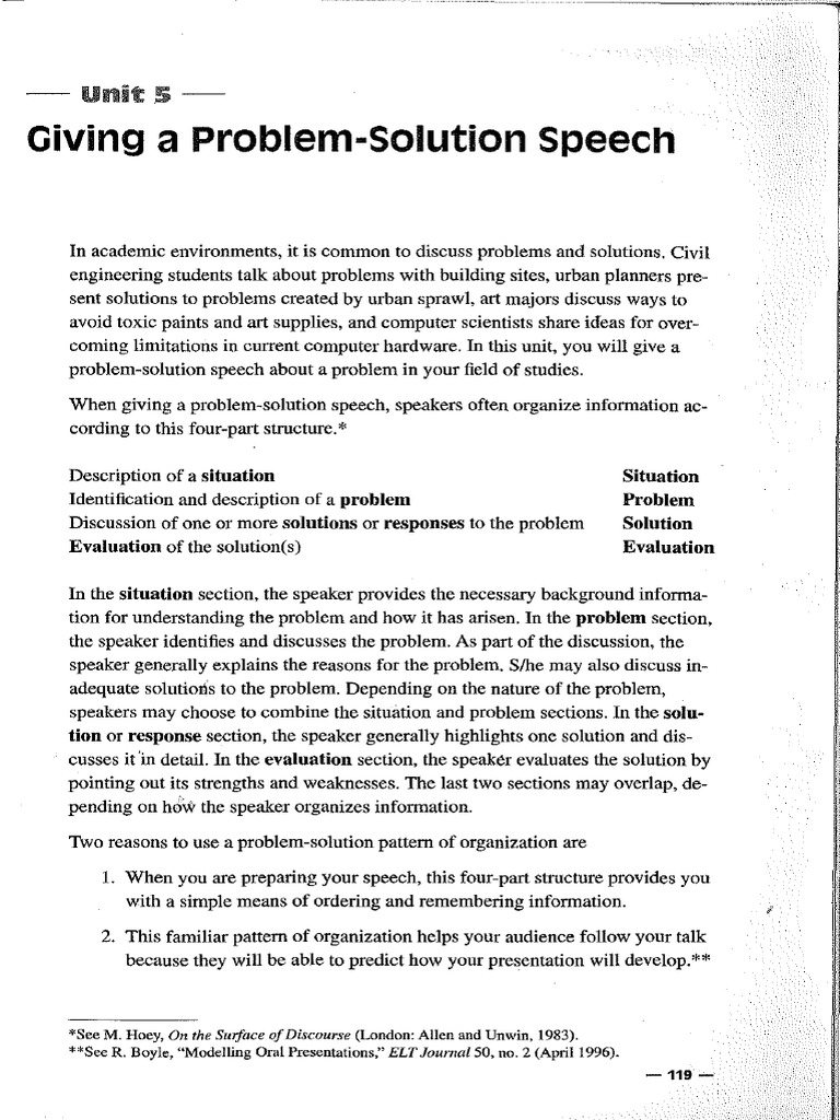 problem solving speech examples
