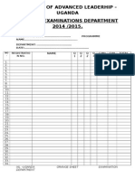 Exam Results Submission Orange Sheet