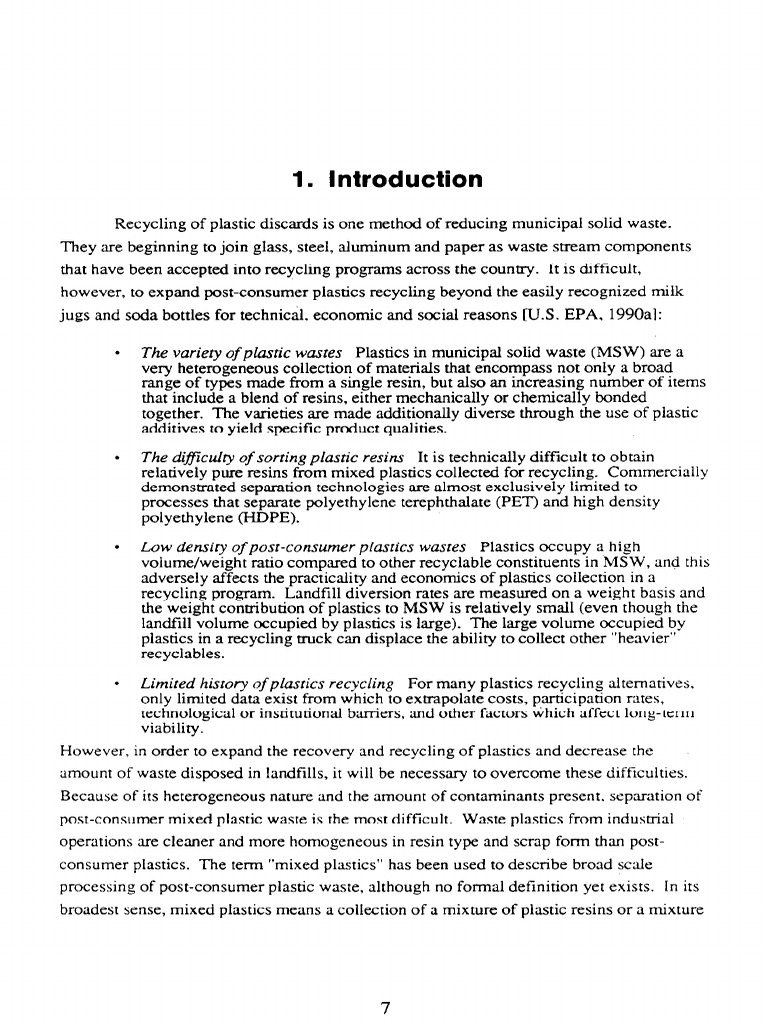 Journal Plastic Introduction PDF Municipal Solid Waste Recycling