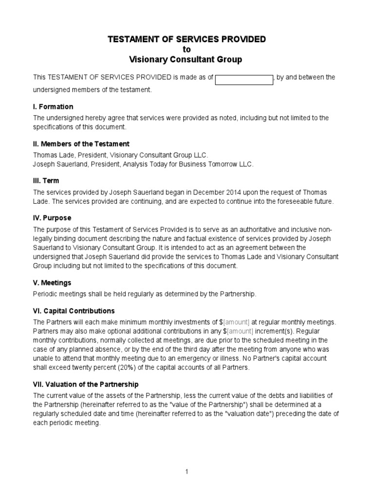 Testament of Services for Visionary | PDF | Debits And Credits ...